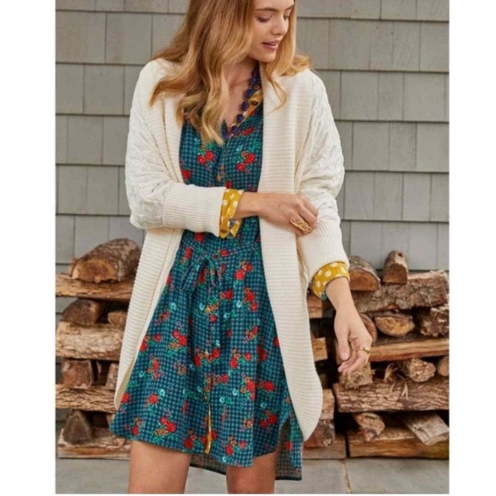 Matilda Jane checkered floral fa la la long sleeve shirt dress green red S - Picture 3 of 16